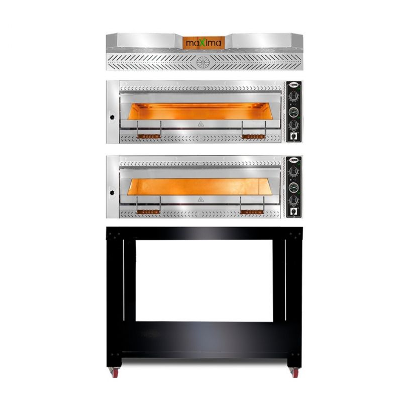 DBS - Pizzaoven -  V Series 2-Storey Pizza Oven with Stone Base, Bottom Bench, 9+9 Tray Capacity