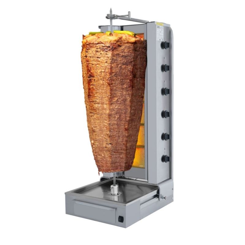 6 Burner Gas Doner Kebab Grill with Bottom Motor