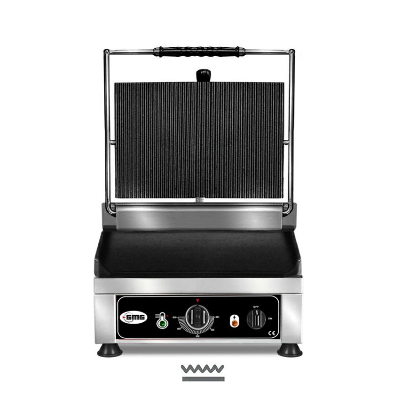 DBS - Contact grill - ▲ ripped   ▼ smooth - with cast iron grill plates, drip tray and temperature control  50° - 300° C