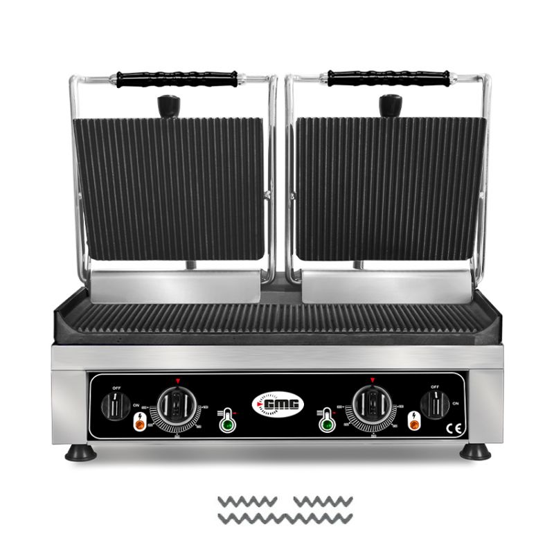 DBS - Double-Contact grill - ▲ & ▼ ripped - with cast iron griddles, drip tray and temperature control  50° - 300° C